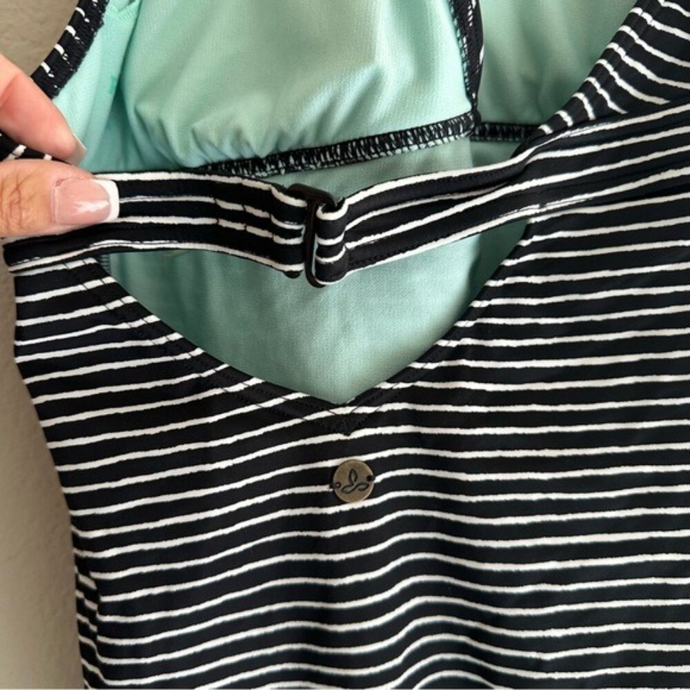 Prana Women's Halter Lahari One Piece Black & White Striped Swimsuit Size Small - Picture 6 of 9
